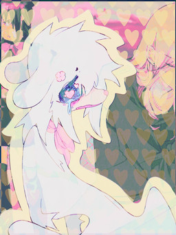 alternative_fashion ambiguous_gender bodily_fluids crying emo feral fur glamfur pink_nose sad scene_haircut solo tears white_body white_fur fr34kpet canid canine canis domestic_dog mammal hi_res