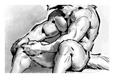 5_fingers anthro border fingers front_view fur grey_background hand_on_knee hand_on_leg hand_on_own_knee hand_on_own_leg male muscular muscular_anthro muscular_male nude nude_anthro nude_male simple_background sitting solo tail torso_shot white_border kingarthur_i canid mammal 2024 digital_drawing_(artwork) digital_media_(artwork) greyscale monochrome portrait shaded three-quarter_portrait