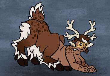 4_legs antlers areola ass_up belly big_breasts big_butt bodily_fluids breasts brown_body brown_eye brown_fur brown_hair butt countershading dewclaw dewclaw_hooves ear_piercing eyebrows eyewear female freckled_face freckled_legs freckled_shoulders freckled_thighs freckles fur glasses hair highlights_(coloring) hooves horn inner_ear_fluff jack-o'_pose love_handles lying multi_breast multicolored_body multicolored_fur nipples nude one_eye_closed overweight overweight_female piercing pillow pose simple_background slightly_chubby smile solo tail tuft white_body white_fur white_hair wink artemis_(sesbianlexi) deer deer_taur mammal mammal_taur new_world_deer reindeer taur hi_res
