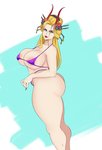 abstract_background areola big_breasts big_butt bikini bikini_thong blonde_hair breasts butt clothed clothing female hair horn long_hair looking_at_viewer not_furry side_view solo swimwear two-piece_swimsuit sundown_(artist) one_piece black_maria_(one_piece) horned_humanoid humanoid digital_drawing_(artwork) digital_media_(artwork) full-length_portrait portrait three-quarter_portrait