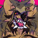 anthro bared_teeth eyelashes facial_tuft fangs female hair long_hair notched_ear open_mouth simple_background smile teeth tuft unusual_teeth twilighterm rebel_(twilighterm) hyena mammal 1:1 hi_res