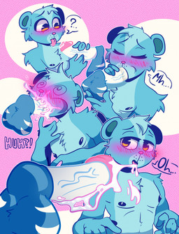 animal_ears animal_nose anthro balls blue_body blue_fur blush bodily_fluids body_fur cum cum_in_mouth cum_inside cum_on_body cum_on_face disembodied_penis duo ejaculation erection eyes_closed fellatio fur genital_fluids genitals handjob licking male male/male multiple_angles nipples open_mouth oral orange_eyes penile penis pink_background sex simple_background speech_bubble spiral spiral_eyes spoken_question_mark tail text tongue tongue_out vein veiny_penis turkenshtane228 hasbro littlest_pet_shop littlest_pet_shop_(2012) shahrukh sunil_nevla herpestid mammal mongoose english_text half-length_portrait hi_res portrait