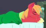 bed blonde_hair bodily_fluids cum cum_on_bed cum_stain drooling erection eyes_closed feral freckles furniture genital_fluids genitals hair hooves male on_bed penis pillow saliva sleeping solo tenting under_covers wet_dream hoverrover friendship_is_magic hasbro my_little_pony big_macintosh_(mlp) earth_pony equid equine horse mammal pony 16:10 widescreen