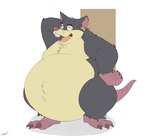 anthro belly big_belly chubby_cheeks ear_piercing ear_ring male obese overweight overweight_male piercing ring_piercing simple_background solo canson mammal murid murine rat rodent 2024 hi_res