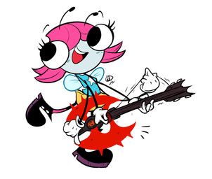 antennae_(anatomy) axe_guitar blue_bottomwear blue_clothing blue_skirt bottomwear clothing electric_guitar female footwear freckled_face freckles gloves guitar hair handwear multi_arm multi_limb musical_instrument orange_bottomwear orange_clothing orange_skirt pink_clothing pink_footwear pink_hair pink_socks plucked_string_instrument simple_background skirt smile socks solo string_instrument white_background white_clothing white_gloves white_handwear wings jaq_artz disney the_buzz_on_maggie maggie_pesky arthropod fly_(animal) insect 2024 absurd_res hi_res