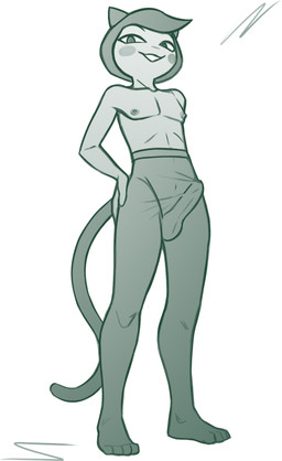 anthro balls blush clothed clothing erection erection_under_clothing femboy genitals hands_on_hips legwear looking_at_viewer male nipples pantyhose pantyhose_only penis smile solo standing topless translucent translucent_clothing redout cartoon_network ok_k.o.!_let's_be_heroes purrcival domestic_cat felid feline felis mammal 2025 full-length_portrait greyscale hi_res monochrome portrait