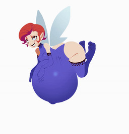 belly big_belly blue_clothing breasts clothing female hair hyper hyper_pregnancy pregnant pregnant_female red_hair solo wings hellbrain atlus megami_tensei sega pixie_(megami_tensei) humanoid pixie 2024 animated hi_res