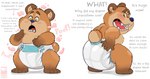 anthro asking asking_self asking_what asking_why biped blush brown_body brown_fur clothed clothing command command_to_wait describing_size dialogue diaper diaper_fetish diaper_only embarrassed fur onomatopoeia open_mouth poof_effect question self_command simple_background solo sound_effects species_in_dialogue stuttering talking_to_self text topless transformation verbal_reaction_to_tf wearing_diaper white_background yes-no_question bottlebear disney pixar turning_red manor_(bottlebear) bear mammal 2022 absurd_res digital_drawing_(artwork) digital_media_(artwork) english_text hi_res