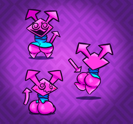 anthro big_butt blue_cloak blue_clothing blush blush_lines bottom_heavy breasts butt cloak cloak_only clothing featureless_feet feet female front_view looking_at_viewer looking_back looking_back_at_viewer open_mouth open_smile pattern_background pink_body purple_background rear_view simple_background sitting smile solo spiral spiral_eyes stickyfan deltarune undertale_(series) computer_virus_(species) darkner virovirokun hi_res