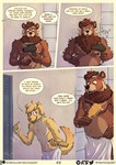 anthro apollo_(dirtypaws) bathing bear bird_dog black_lips blonde_hair blue_eyes blush bottomwear brown_bear brown_body brown_eyes brown_fur brown_hair brown_nose canid canine canis clothed clothing colors_(dirtypaws) comic communal_shower dialogue domestic_dog duo english_text fur group hair hi_res hunting_dog labrador lips locker_room male male/male mammal muscular muscular_male panel_skew partially_clothed public public_shower retriever shower shower_room showering showering_together speech_bubble tail tan_body tan_fur tan_nose text theo_young tile tongue towel towel_around_waist towel_only towel_wrap undressed url ursine