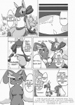 anthro anthrofied breasts canid canine comic dialogue digital_media_(artwork) duo english_text featureless_breasts female fur generation_4_pokemon greyscale kurohane_karasu lagomorph lopunny lucario male male/female mammal monochrome nintendo pokemon pokemon_(species) pokemorph tail text