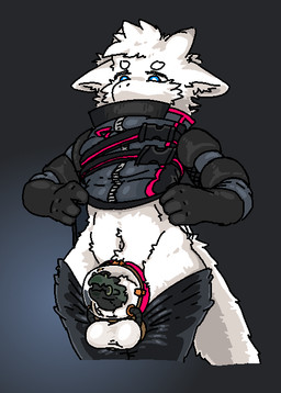 animal_genitalia anthro armband armwear balls blue_eyes bottomwear bottomwear_down buckle circle_eyebrows clothed clothing cock_transformation collar curvy_figure duo ear_tuft eyebrows eyeless eyeliner femboy fluffy fluffy_tail fur genitals glass globe gloves green_penis grey_background grey_clothing handwear head_tuft hourglass_figure inner_ear_fluff living_penis makeup male navel open_mouth pants pants_down partially_clothed penis rolled_up_shirt scared sheath simple_background space spacesuit straps tail thick_thighs tight_clothing topwear transformation tuft vest white_body white_fur wide_hips cuddlebutt dragontim mythology crew_(cuddlebutt) dragontim_(character) dragon mythological_creature mythological_scalie scalie detailed shaded