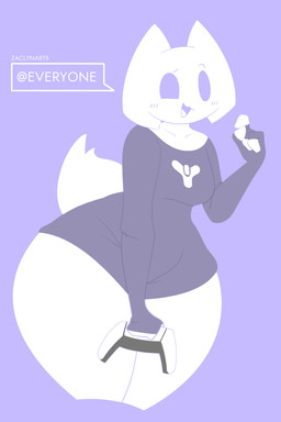 anthro blue_background clothing controller curvy_figure female fur game_controller simple_background solo thick_thighs topwear white_body white_fur wide_hips zaclyn bungie destiny_(series) discord_(app) clyde_(discord) felid feline mammal 2:3 absurd_res hi_res