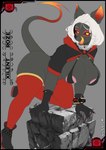 anthro areola big_breasts black_body black_clothing black_footwear black_fur black_sclera black_shoes breasts clothing female footwear fur hair inquisitor legwear pink_areola red_clothing red_legwear red_thigh_highs solo thigh_highs white_hair yellow_eyes xilent_9 xilent_roze bat mammal absurd_res hi_res