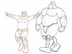 anthro big_pecs bodily_fluids boots butt clothing drooling duo footwear gloves handwear male mask musclegut muscular muscular_male muscular_thighs nipples open_mouth pecs saliva shoes simple_background slightly_chubby sweat thick_thighs white_background wrestling hickeybickeyboo houndgrey executioner_(character) hound_(character) bulldog canid canine canis domestic_dog great_dane mammal mastiff molosser 2014 hi_res