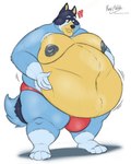 anthro areola belly big_belly briefs clothed clothing fur hand_on_belly holding_belly jiggling male moobs morbidly_obese morbidly_obese_anthro morbidly_obese_male motion_lines mouth_closed navel nipples obese obese_anthro obese_male overweight overweight_anthro overweight_male question_mark red_briefs red_clothing red_underwear solo standing tail underwear underwear_only wide_eyed husky2paws bluey_(series) bandit_heeler australian_cattle_dog canid canine canis cattledog domestic_dog herding_dog mammal pastoral_dog 2024 hi_res signature