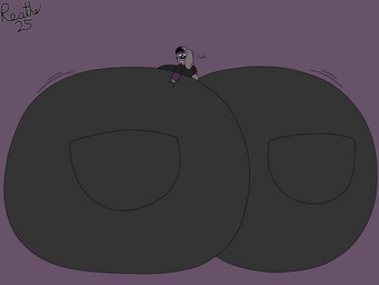 alternative_fashion anthro big_breasts big_butt black_bottomwear black_clothing black_hair black_highlights black_jeans black_pants black_shirt black_topwear blue_eyes bottomwear breasts butt butt_expansion butt_squish clothing denim denim_bottomwear denim_clothing ear_piercing expansion eyeshadow female goth grey_body grey_ears grey_hair grey_tail hair hand_on_butt hand_on_own_butt highlights_(coloring) huge_breasts huge_butt hyper hyper_breasts hyper_butt jeans looking_at_butt looking_at_own_butt looking_back looking_back_at_self makeup motion_lines multicolored_body pants piercing profanity purple_background purple_body purple_eyeshadow purple_nose rear_view scut_tail shirt short_tail simple_background solo squish tail text tight_clothing topwear two_tone_body reathe nintendo pokemon rochelle_(reathe) generation_8_pokemon lagomorph leporid mammal pokemon_(species) rabbit raboot 2025 4:3 absurd_res colored digital_media_(artwork) english_text flat_colors hi_res