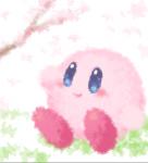 blue_eyes blush branch grass male pink_body pink_skin plant simple_background smile solo white_background box_xod kirby_(series) nintendo kirby waddling_head 2019