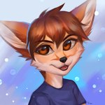 anthro black_nose brown_eyes brown_hair clothed clothing eyebrows eyelashes hair male open_mouth smile solo teeth tongue felicia_cat canid canine fennec_fox fox mammal true_fox 1:1 hi_res