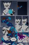 2018 anthro anthro_on_anthro biped black_body black_fur black_markings black_nose blue_body blue_eyes blue_fur brown_hair clothed clothing comic crux dialogue dipstick_ears ear_markings embrace english_text fur fur_markings glomp gloves_(marking) grabbing_from_behind hair hug hugging_from_behind male male/male mammal markings multicolored_body multicolored_ears multicolored_fur open_mouth playful potion red_tongue short_hair signature speech_bubble spill spirit_dancer surprise text tongue tongue_out topless two_tone_body two_tone_fur underwear white_body white_fur white_hair wide_eyed yellow_eyes