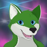 ambiguous_gender anthro blue_eyes fur green_body green_fur open_mouth smile smiling_at_viewer solo teeth tongue haika canid canine canis domestic_dog hybrid mammal 1:1 hi_res