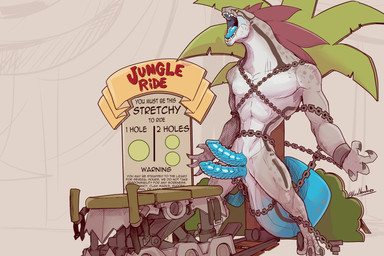 2_penises 3_toes 4_fingers anthro athletic bdsm blue_penis blue_tail blue_tongue bondage bound chain chained claws erection feet finger_claws fingers front_view genitals grey_body grey_skin male male_anthro multi_genitalia multi_penis nude nude_anthro nude_male open_mouth penis service_top solo standing tail teeth text toe_claws toes tongue yellow_eyes lluisabadias dungeons_and_dragons hasbro wizards_of_the_coast yu'hiss lizardfolk_(dnd) lizardman scalie 2025 absurd_res digital_media_(artwork) english_text hi_res