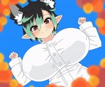 airborne_object areola big_areola big_breasts big_nipples black_hair blush breast_expansion breast_growth breast_squish breasts button_(fastener) button_pop cleavage clothed clothing dress_shirt expansion exposed_breasts eye_shimmer female fox_ears green_hair growth hair huge_breasts humanoid_pointy_ears hyper hyper_breasts looking_at_viewer nipple_outline nipples open_mouth pointy_ears red_eyes shirt short_stack simple_background smile solo squish topwear torn_clothing unbuttoned wardrobe_malfunction gausid_y final_fantasy final_fantasy_xiv square_enix humanoid lalafell animated short_playtime