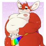 4_fingers antennae_(anatomy) anthro areola biped black_claws blush border brown_eyes claws clothing dipstick_antennae finger_claws fingerless_(marking) fingers fur genitals gradient_background half-closed_eyes head_tuft holding_stomach lidded_eyes male moobs multicolored_antennae multicolored_body multicolored_clothing multicolored_fur multicolored_underwear narrowed_eyes navel nipples obese obese_anthro obese_male outside_border overweight overweight_anthro overweight_male penis penis_base pink_areola pink_nipples pink_nose rainbow_clothing rainbow_underwear red_body red_fur simple_background smile solo standing thick_thighs tuft two_tone_body two_tone_fur underwear vein veiny_penis white_body white_border white_fur ben300 disney lilo_and_stitch fan_character ferlo alien experiment_(lilo_and_stitch) 1:1 2025 digital_drawing_(artwork) digital_media_(artwork) hi_res