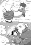 anthro belly blush clothing duo eyebrows eyewear glasses hair jacket jealous male male/male overweight ponytail romantic romantic_couple snow snowing snowman thick_eyebrows topwear suzuapi2 lifewonders tokyo_afterschool_summoners leib_(tas) protagonist_(tas) twink_protagonist_(tas) bear human mammal polar_bear ursine comic monochrome