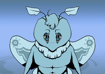 anthro blue_body blue_fur fur fur_markings high-angle_view looking_at_viewer male markings neck_tuft solo tuft wings young alekoin alien arthropod insect lepidopteran moth