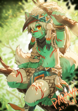 anthro bangs black_nose blue_body blue_fur bottomwear clothed clothing fur glistening glistening_eyes hair hair_between_eyes in_tree loincloth looking_at_viewer male male_anthro markings orange_eyes plant red_markings sitting solo tree white_body white_fur white_hair young young_anthro young_male papayafurry canid canine mammal hi_res