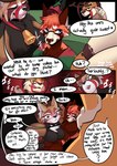 anthro female group group_sex holidays male male/female sex text threesome trio weirdcathq christmas goldie_(weirdcathq) kouki_(athelwah) scarlet_(athelwah) ailurid canid canine canis domestic_dog mammal red_panda absurd_res english_text hi_res