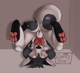 4_toes abstract_background animal_genitalia animal_penis anthro anus autofellatio backsack balls biped black_body black_fur black_hair black_nose blush bodily_fluids butt butt_grab canine_genitalia canine_penis claws cum cum_in_mouth cum_in_own_mouth cum_in_self cum_inside cum_on_self digitigrade erection eyes_closed feet finger_claws fur genital_fluids genitals grey_background hair hand_on_butt hindpaw knot lying male masturbation multicolored_body multicolored_fur nude on_back oral oral_masturbation oral_penetration pawpads paws penetration penile penile_masturbation penis penis_in_mouth perineum simple_background soles solo spread_legs spreading tail toes two_tone_body two_tone_fur upside_down white_body white_fur taintedstar husk_(character) canid canine canis domestic_dog husky mammal nordic_sled_dog spitz 2013 archived_source dated digital_media_(artwork) signature