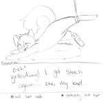 blush dialogue_box female feral fur leg_scar one_eye_closed options scar solo stuck tail text freckledcoat warriors_(book_series) cinderpelt_(warriors) domestic_cat felid feline felis mammal 2022 character_name english_text guide_lines handwritten_text monochrome sketch young_(lore)