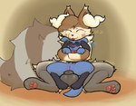 animal_genitalia anthro balls big_tail blep blush body_blush collar collar_only cuddling duo female genitals hug inner_ear_fluff level_difference male male/female nude pawpads paws pussy pussy_blush sheath size_difference tail tongue tongue_out tuft pseudokym nintendo pokemon braixen generation_4_pokemon generation_6_pokemon hybrid pokemon_(species) riolu 2025 digital_media_(artwork) hi_res