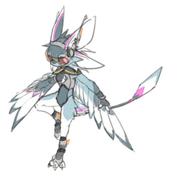 3_fingers 4_ears ambiguous_anthro ambiguous_gender anthro armor bent_leg biped blue_tail_tip clothed clothed_ambiguous clothed_anthro clothing dipstick_tail feathers fingerless_gloves fingers gloves grey_body handwear headgear headwear iris markings multi_ear multicolored_body multicolored_wings on_one_leg pink_body pink_eyes pink_sclera pose simple_background solo standing tail tail_markings visor white_background white_body winged_arms wings 541b_bug avali avian 2025 digital_drawing_(artwork) digital_media_(artwork) flat_colors full-length_portrait portrait