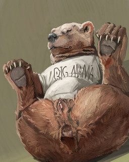 anatomically_correct anatomically_correct_genitalia anatomically_correct_vulva animal_genitalia animal_vulva anus brown_body brown_fur claws clothed clothed_feral clothing female feral fur genitals legs_up lying on_back pawpads realistic_feral shirt short_tail solo t-shirt tail topwear ursine_vulva vulva cosmiclife bear mammal hi_res
