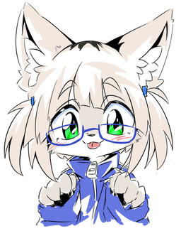 4_fingers anthro black_nose blep blush chibi clothed clothing eyewear female female_anthro fingers fur glasses green_eyes hair jacket kemono looking_at_viewer simple_background solo tan_body tan_fur tan_hair tongue tongue_out topwear wearing_glasses white_background white_body white_fur zipper hitonounti canid canine fox mammal 2024 digital_media_(artwork) hi_res icon portrait