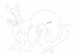 ambiguous_gender ambiguous_prey anal anal_penetration anal_vore animal_genitalia anthro balls duo fully_sheathed genitals male male_pred penetration sheath size_difference surprise text vore halbean twerp_(halbean) citra citra_taur mammal mammal_taur taur absurd_res hi_res monochrome