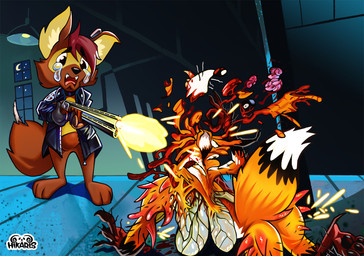 anthro blood bodily_fluids brain brown_body brown_fur claws clothing crying duo female feral finger_claws fur gore gun insect_wings jacket leather leather_clothing leather_jacket leather_topwear nude open_mouth orange_body orange_fur organs paintbrush_tail pawpads ranged_weapon rifle sad shooting shotgun tail tears toe_claws topwear violence weapon what_has_science_done wings hikari.s prostokvashino tama-tama arthropod canid canine eurasian_red_squirrel fly_(animal) fox housefly hybrid insect kangaroo macropod mammal marsupial rodent sciurid tree_squirrel digital_media_(artwork) hi_res