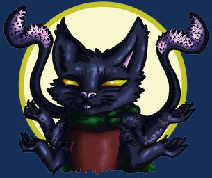 anthro black_body black_fur blep clothed clothed_anthro clothing fur gesture male multi_arm multi_limb pink_nose shrug solo tongue tongue_out yellow_eyes paranoidlamb dungeons_and_dragons hasbro wizards_of_the_coast displacer_beast alpha_channel hi_res