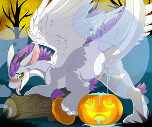 ambiguous_fluids anal anal_penetration blush bodily_fluids bound butt claws colored_cum cum cum_in_pumpkin cum_inside cum_string disembodied_penis fangs feathered_wings feathers female feral food forest fruit fur genital_fluids genitals green_eyes group jack-o'-lantern log looking_back looking_pleasured male nude open_mouth open_smile outside penetration penis plant presenting presenting_hindquarters pumpkin raised_tail sex smile tail teeth toe_claws tongue tongue_out translucent translucent_body translucent_penetration translucent_penis tree unusual_bodily_fluids unusual_cum unusual_genital_fluids vulva wings wood camychan mythology zephyr_(dragon) dragon furred_dragon furred_scalie ghost mythological_creature mythological_scalie scalie spirit 2016 digital_media_(artwork) hi_res