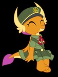 anthro belt bottomwear clothed clothing eyes_closed female hat headgear headwear orange_body scout_uniform shirt sitting skirt solo topwear uniform queencold friendship_is_magic girl_scout hasbro my_little_pony mythology smolder_(mlp) dragon mythological_creature mythological_scalie scalie 2025 3:4 alpha_channel