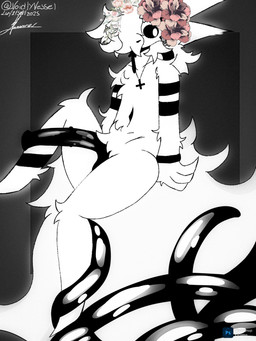 accessory animal_genitalia animal_penis anthro balls big_balls big_butt big_penis black_sclera butt equine_genitalia equine_penis erection flower flower_in_hair genitals ghost_tail hair hair_accessory levitation male medial_ring mouthless nude penis plant solo tentacles tentacles_around_legs tentacles_everywhere tentacles_on_male thick_thighs white_body wide_hips voidlyvessel ember_(voidlyvessel) domestic_cat felid feline felis ghost mammal spirit 3:4 absurd_res hi_res