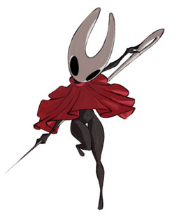 2_horns anthro black_body black_ears cloak clothing featureless_crotch female fingers front_view holding_object holding_weapon horn noseless red_cloak red_clothing slim slim_anthro slim_female solo thigh_gap weapon white_face white_head white_horn gurumo hollow_knight_(franchise) team_cherry hornet_(hollow_knight) arthropod insect 2025 absurd_res digital_drawing_(artwork) digital_media_(artwork) full-length_portrait hi_res portrait