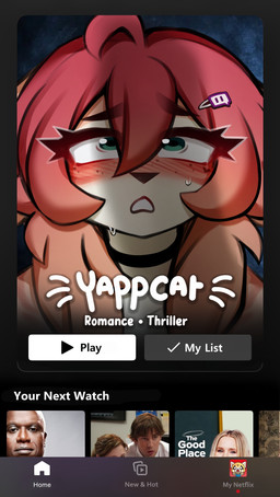 anthro blush blush_lines choker eyebrows eyelashes female freckled_face freckles front_view hair jewelry long_eyelashes necklace penis_shadow text yappcat netflix twitch.tv yumi_(catniplewds) domestic_cat felid feline felis human mammal 2025 artist_name digital_media_(artwork) english_text hi_res