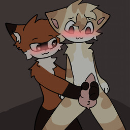anthro blush brown_body brown_fur duo fur genitals handjob knot knotted_penis male male/male nude penile penis sex tan_body tan_fur solark1tty solar_(solark1tty) domestic_cat felid feline felis mammal 1:1 2d_animation animated frame_by_frame hi_res