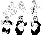 bench big_breasts breasts cellphone electronics featureless_breasts female gender_transformation goo_transformation human_to_anthro latex male mtf_transformation on_bench phone sitting slightly_chubby slime solo species_transformation standing transformation zho bear giant_panda mammal 2015 comic monochrome sequence