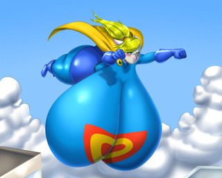 anthro big_breasts big_butt breasts butt female flying huge_breasts huge_butt hyper hyper_breasts hyper_butt pump_pig solo superhero supersuit blues64 marauder6272 domestic_pig mammal suid suine sus_(pig) hi_res