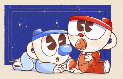 aged_down duo for_a_head male male_humanoid neonate not_furry object_in_mouth pacifier pacifier_in_mouth red_pacifier rosy_cheeks sippy_cup young young_humanoid young_male cartoons-and-teacups cuphead_(game) studio_mdhr cuphead_(character) mugman animate_inanimate humanoid object_head absurd_res hi_res adult_(lore) brother_(lore) brothers_(lore) sibling_(lore) twins_(lore)